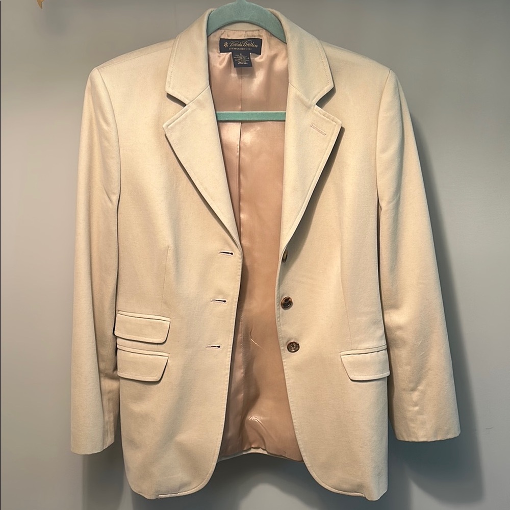 Brooks Brothers Cream Blazer with Button Details